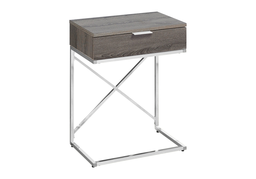 ACCENT TABLE - 24""H / DARK TAUPE / CHROME METAL