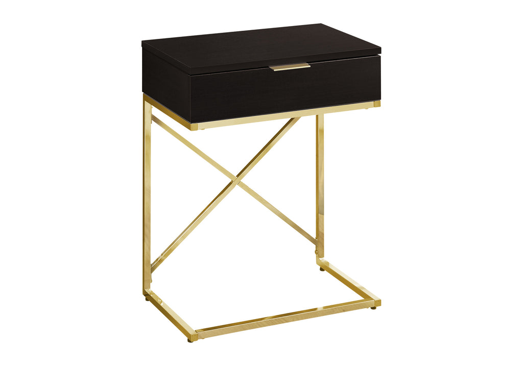 ACCENT TABLE - 24""H / ESPRESSO / GOLD METAL