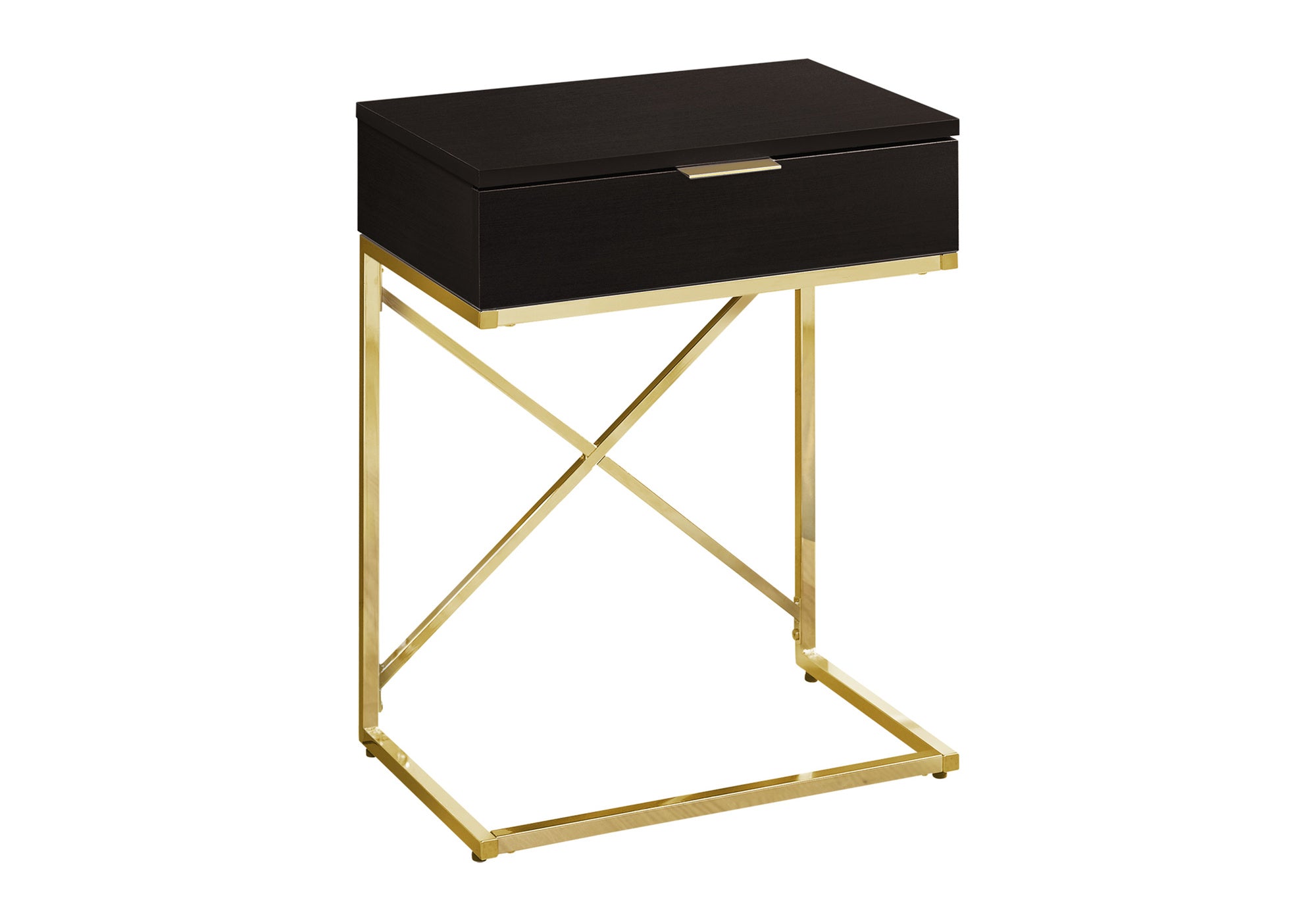 ACCENT TABLE - 24""H / ESPRESSO / GOLD METAL
