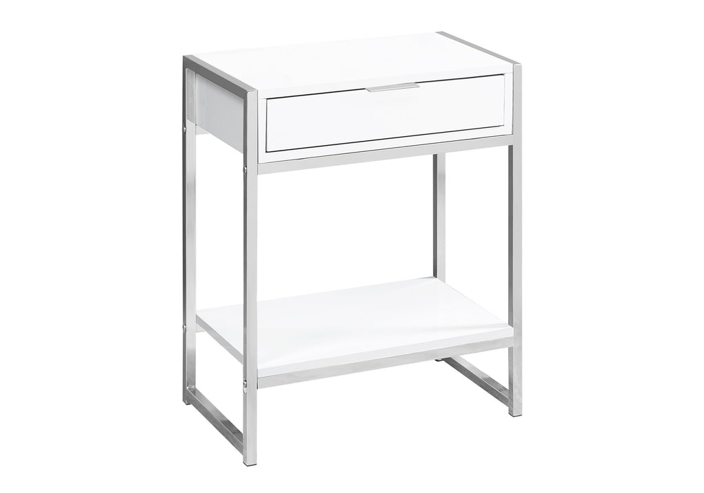 ACCENT TABLE - 24""H / GLOSSY WHITE / CHROME METAL