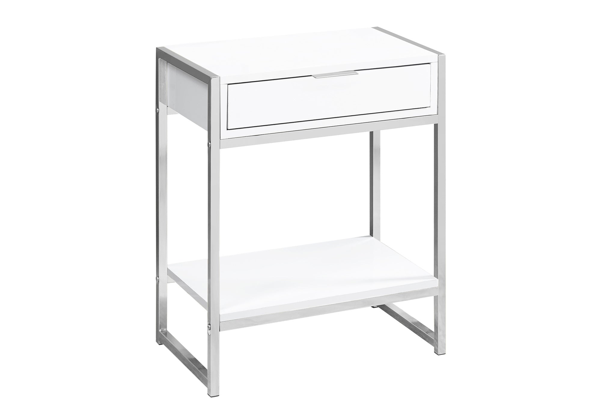 ACCENT TABLE - 24""H / GLOSSY WHITE / CHROME METAL