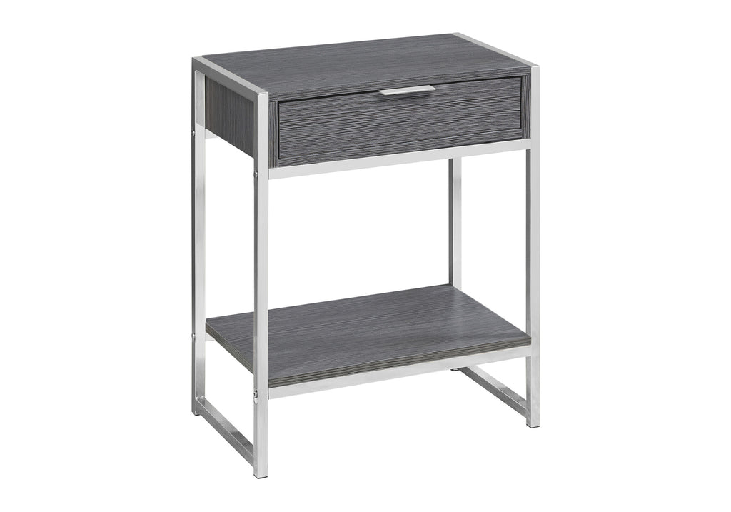 ACCENT TABLE - 24""H / GREY / CHROME METAL