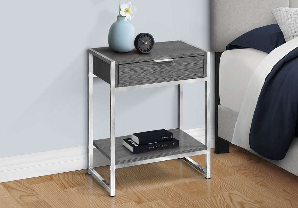 ACCENT TABLE - 24""H / GREY / CHROME METAL
