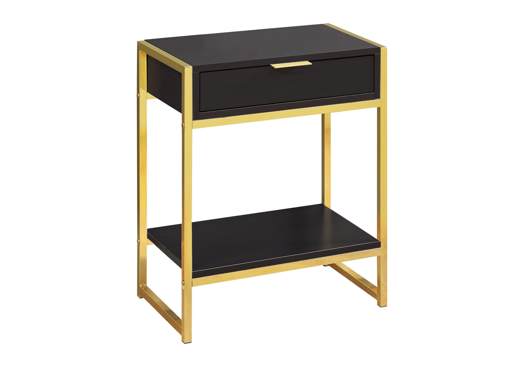 ACCENT TABLE - 24""H / ESPRESSO / GOLD METAL