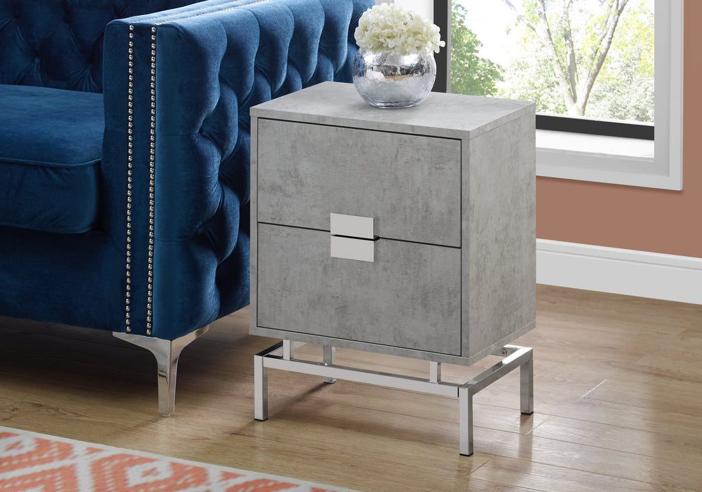 ACCENT TABLE - 24""H / GREY CEMENT / CHROME METAL