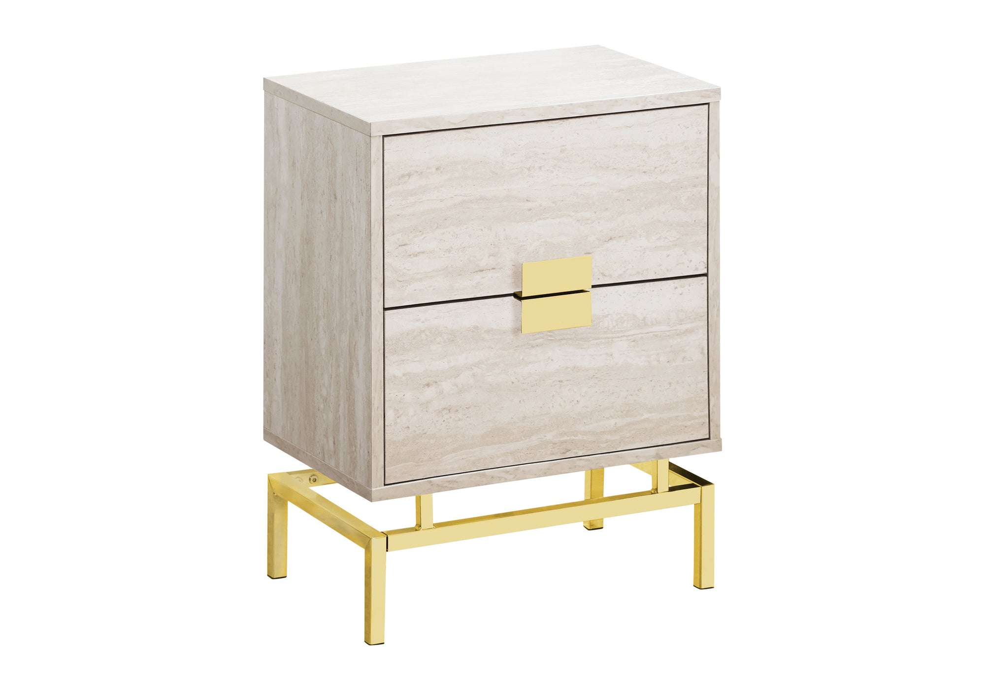 ACCENT TABLE - 24""H / BEIGE MARBLE / GOLD METAL