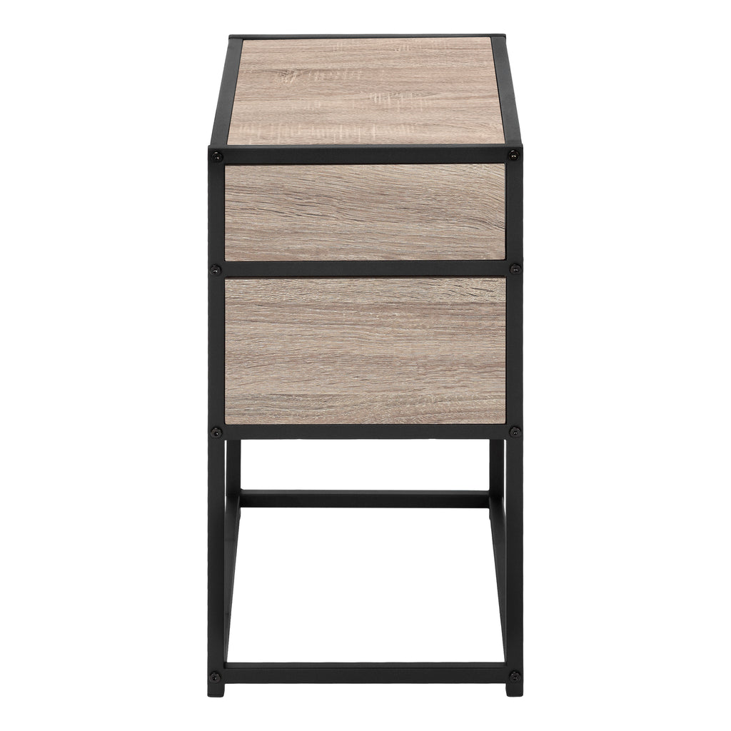 ACCENT TABLE - 22""H / DARK TAUPE / BLACK METAL
