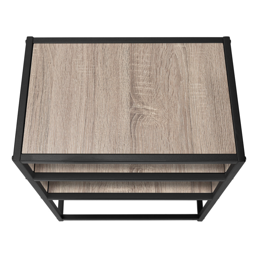 ACCENT TABLE - 22""H / DARK TAUPE / BLACK METAL
