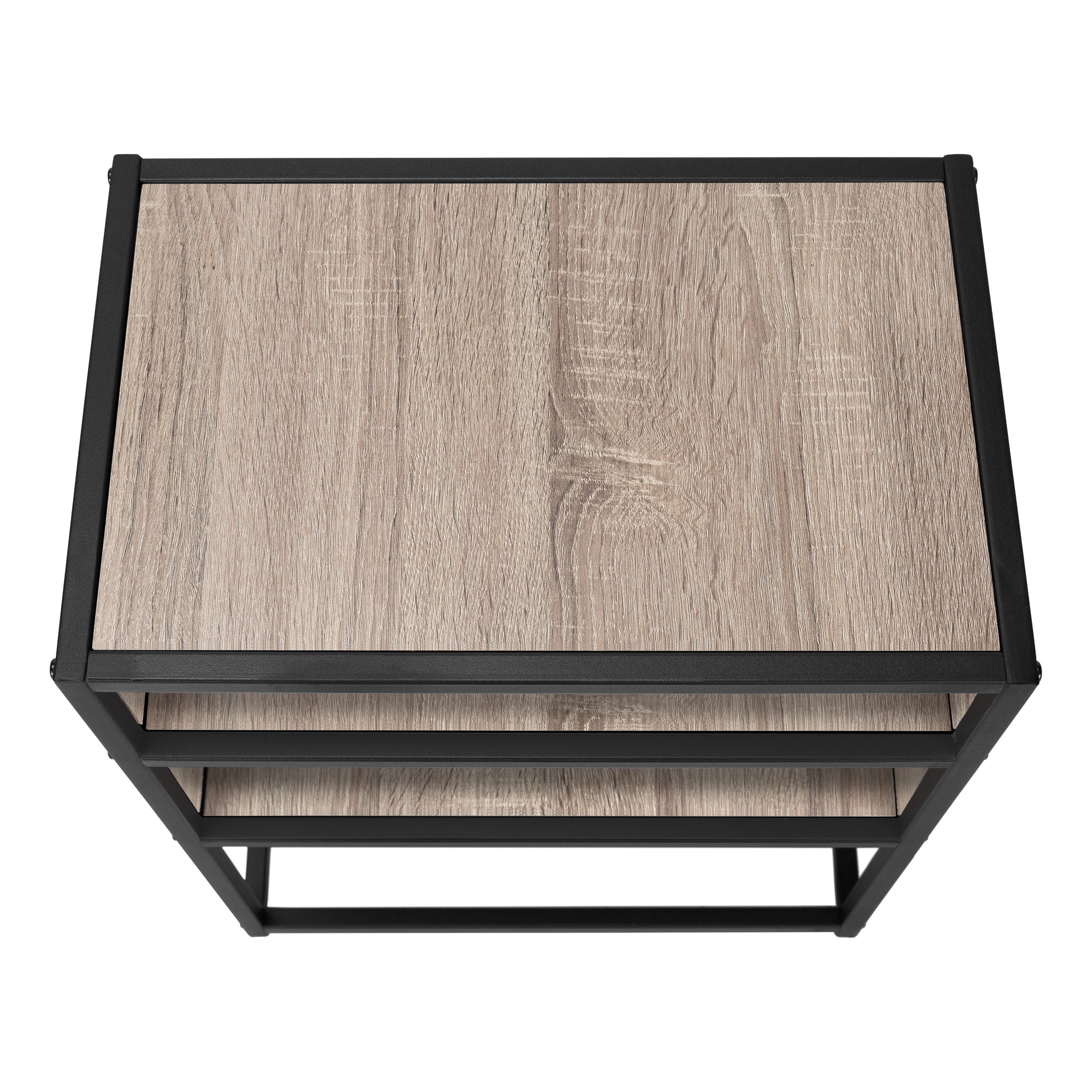ACCENT TABLE - 22""H / DARK TAUPE / BLACK METAL