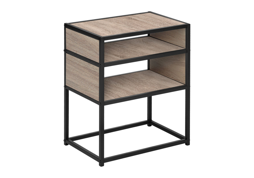 ACCENT TABLE - 22""H / DARK TAUPE / BLACK METAL