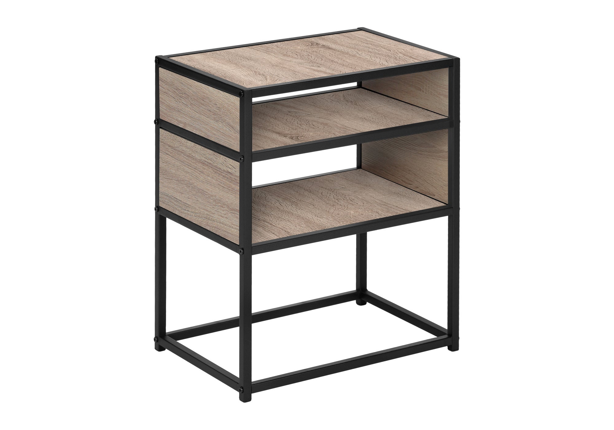 ACCENT TABLE - 22""H / DARK TAUPE / BLACK METAL