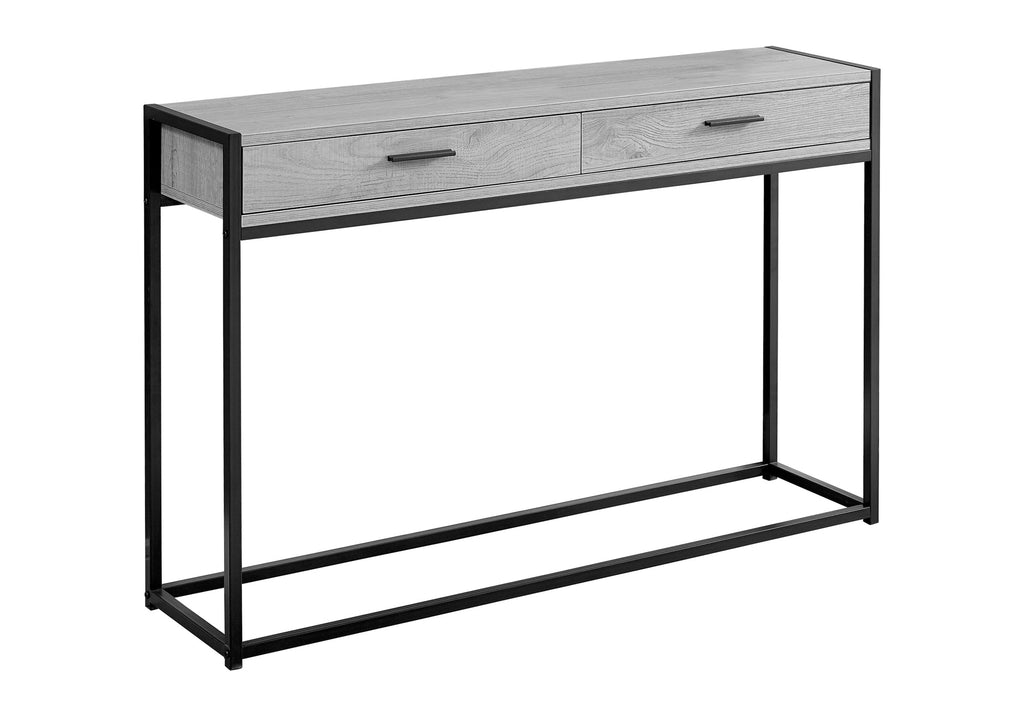ACCENT TABLE - 48""L / GREY / BLACK METAL HALL CONSOLE