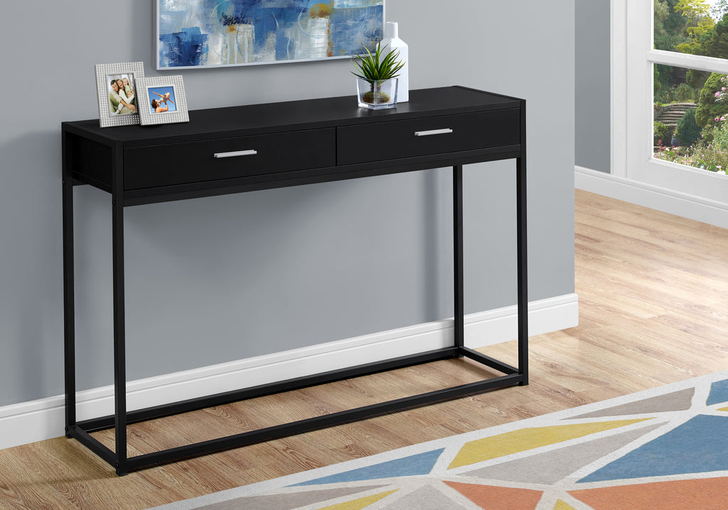 ACCENT TABLE - 48""L / BLACK / BLACK METAL HALL CONSOLE