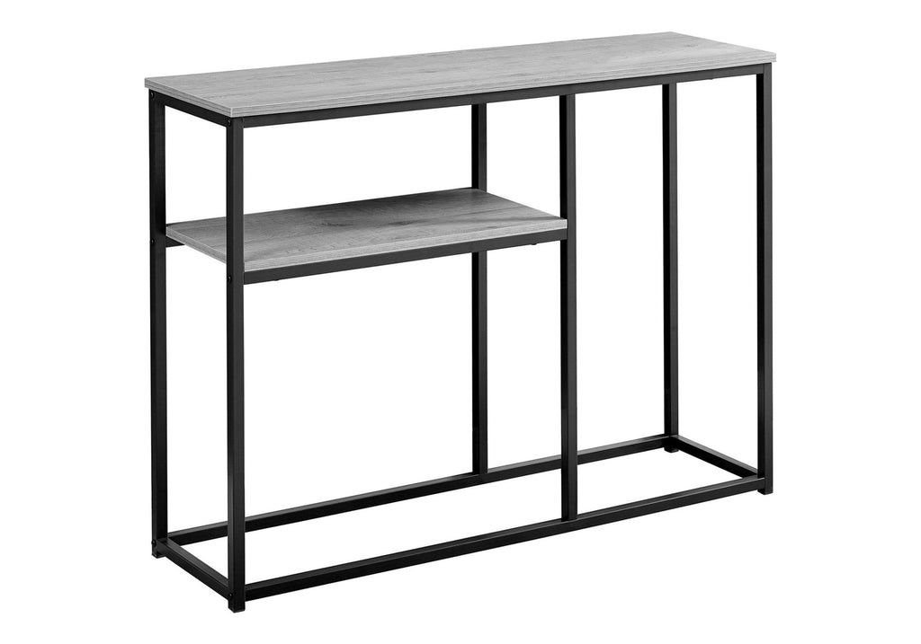 ACCENT TABLE - 42""L / GREY / BLACK METAL HALL CONSOLE