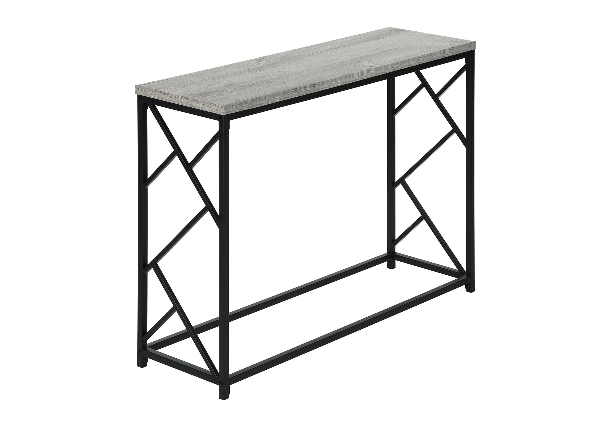 ACCENT TABLE - 44""L / GREY / BLACK METAL HALL CONSOLE