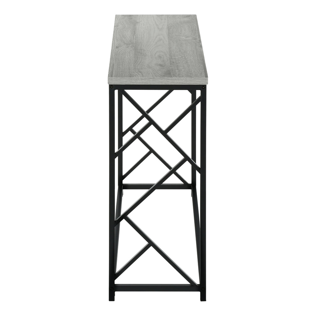 ACCENT TABLE - 44""L / GREY / BLACK METAL HALL CONSOLE