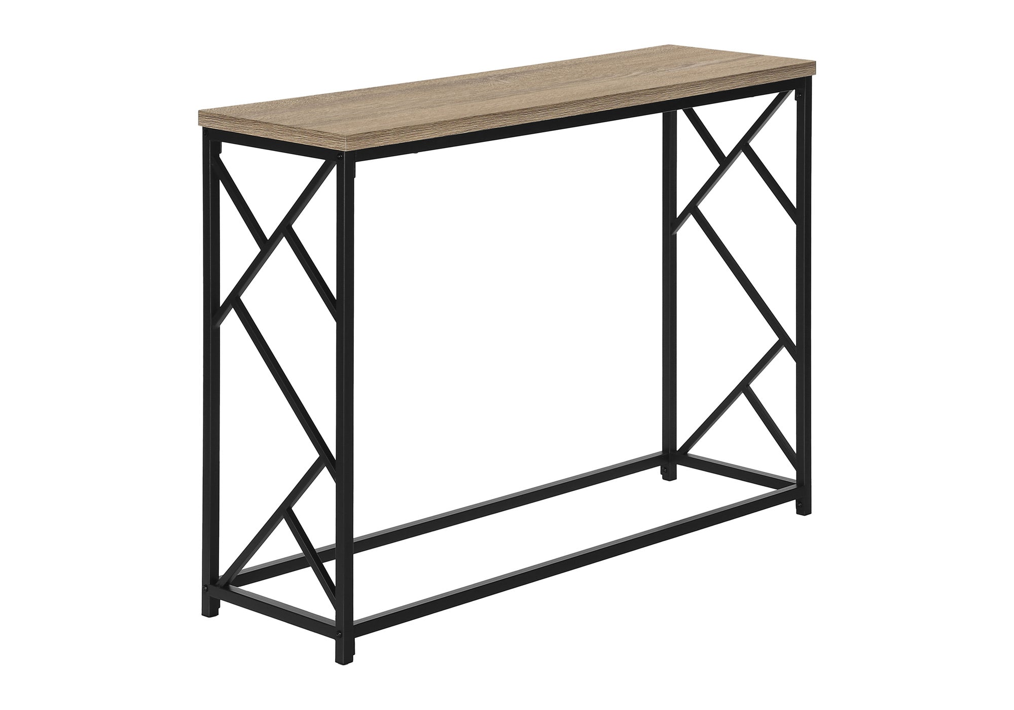 ACCENT TABLE - 44""L / TAUPE / BLACK METAL HALL CONSOLE