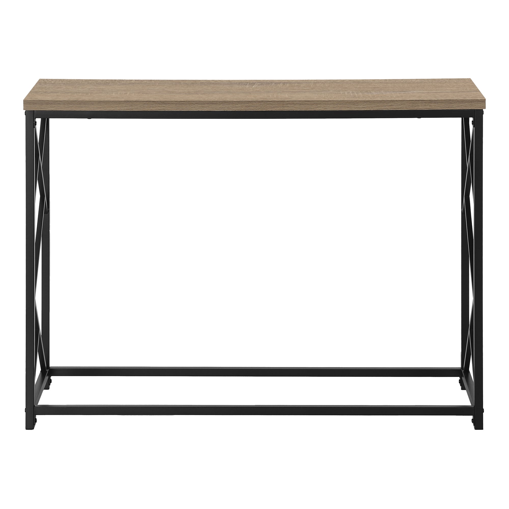 ACCENT TABLE - 44""L / TAUPE / BLACK METAL HALL CONSOLE