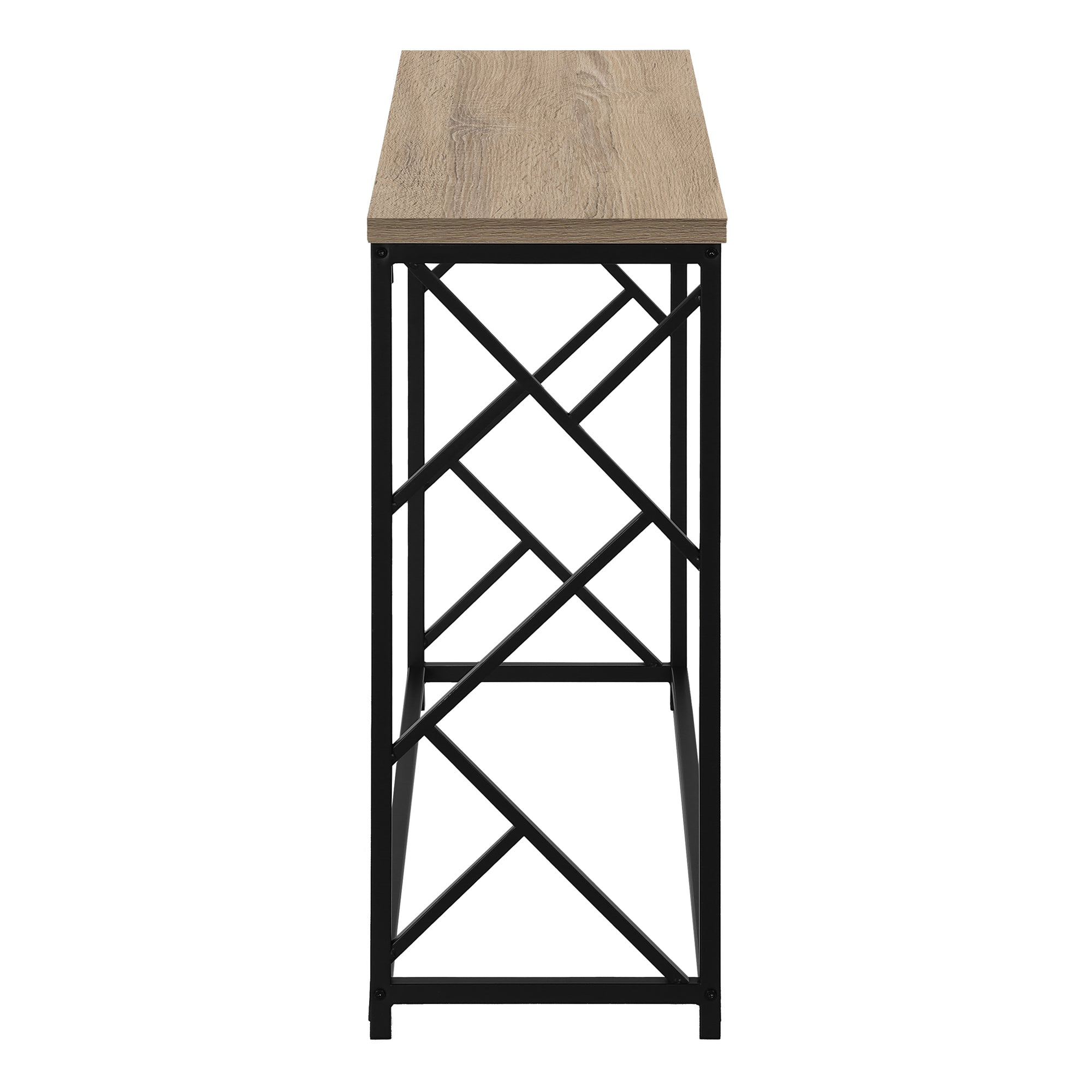 ACCENT TABLE - 44""L / TAUPE / BLACK METAL HALL CONSOLE