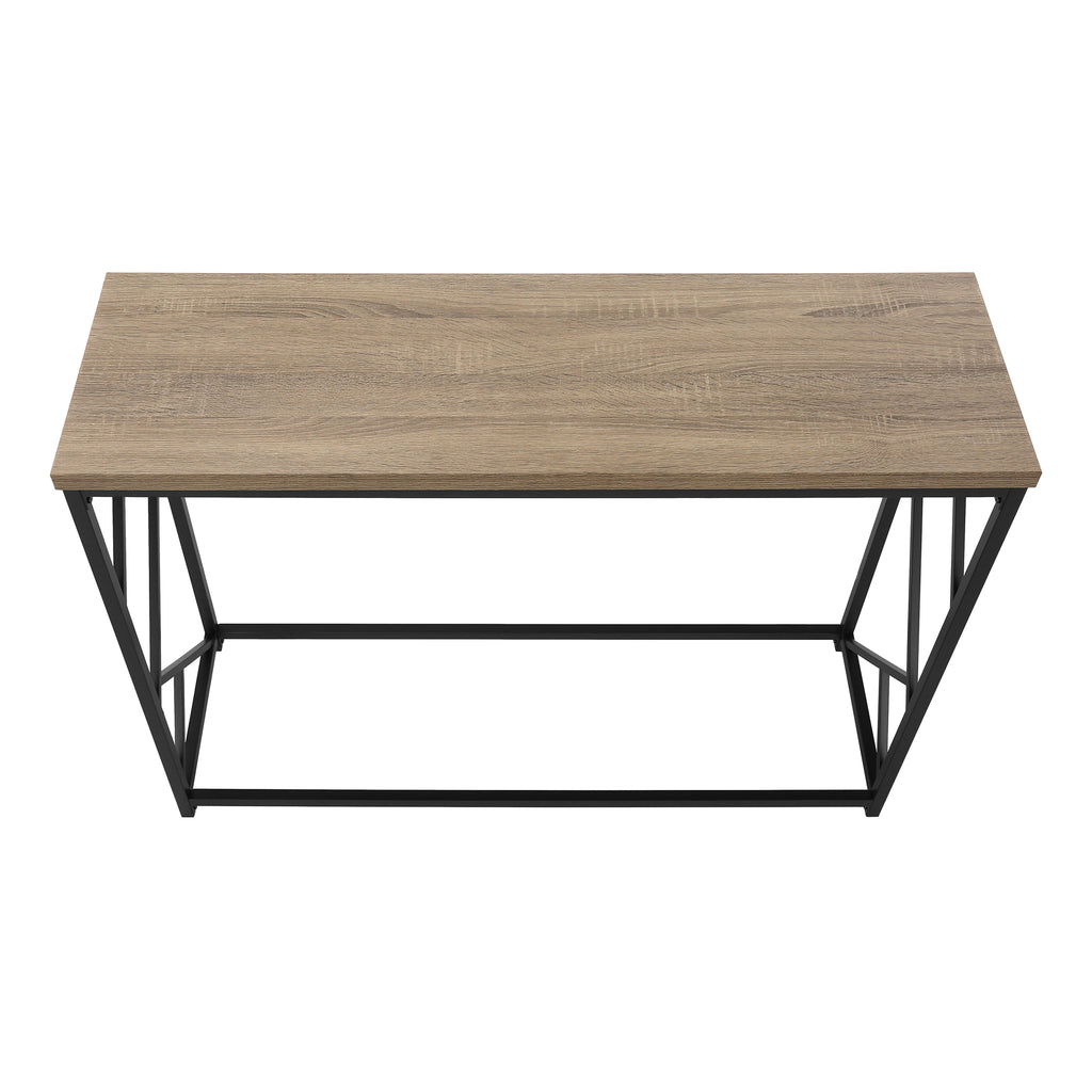 ACCENT TABLE - 44""L / TAUPE / BLACK METAL HALL CONSOLE