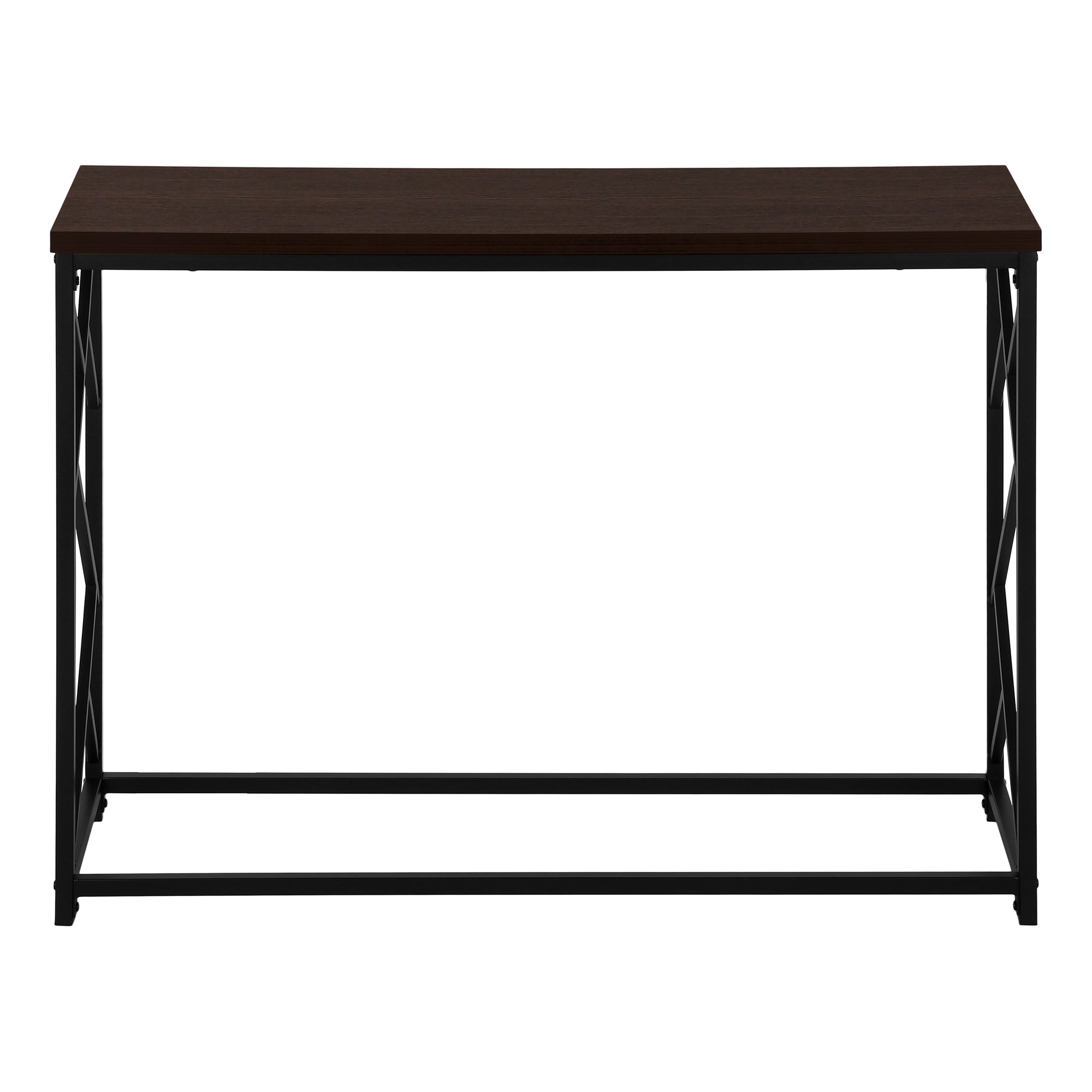 ACCENT TABLE - 44""L / ESPRESSO / BLACK METAL HALL CONSOLE