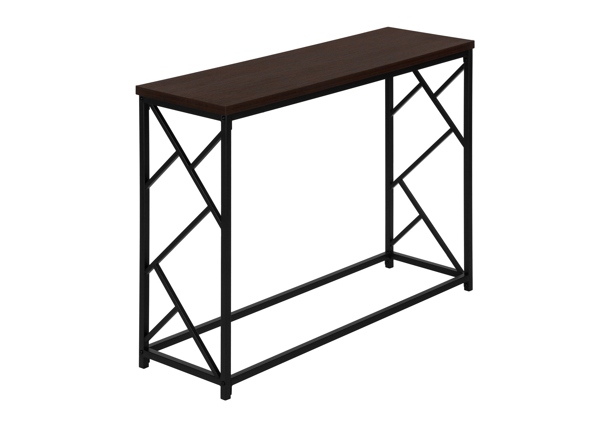 ACCENT TABLE - 44""L / ESPRESSO / BLACK METAL HALL CONSOLE