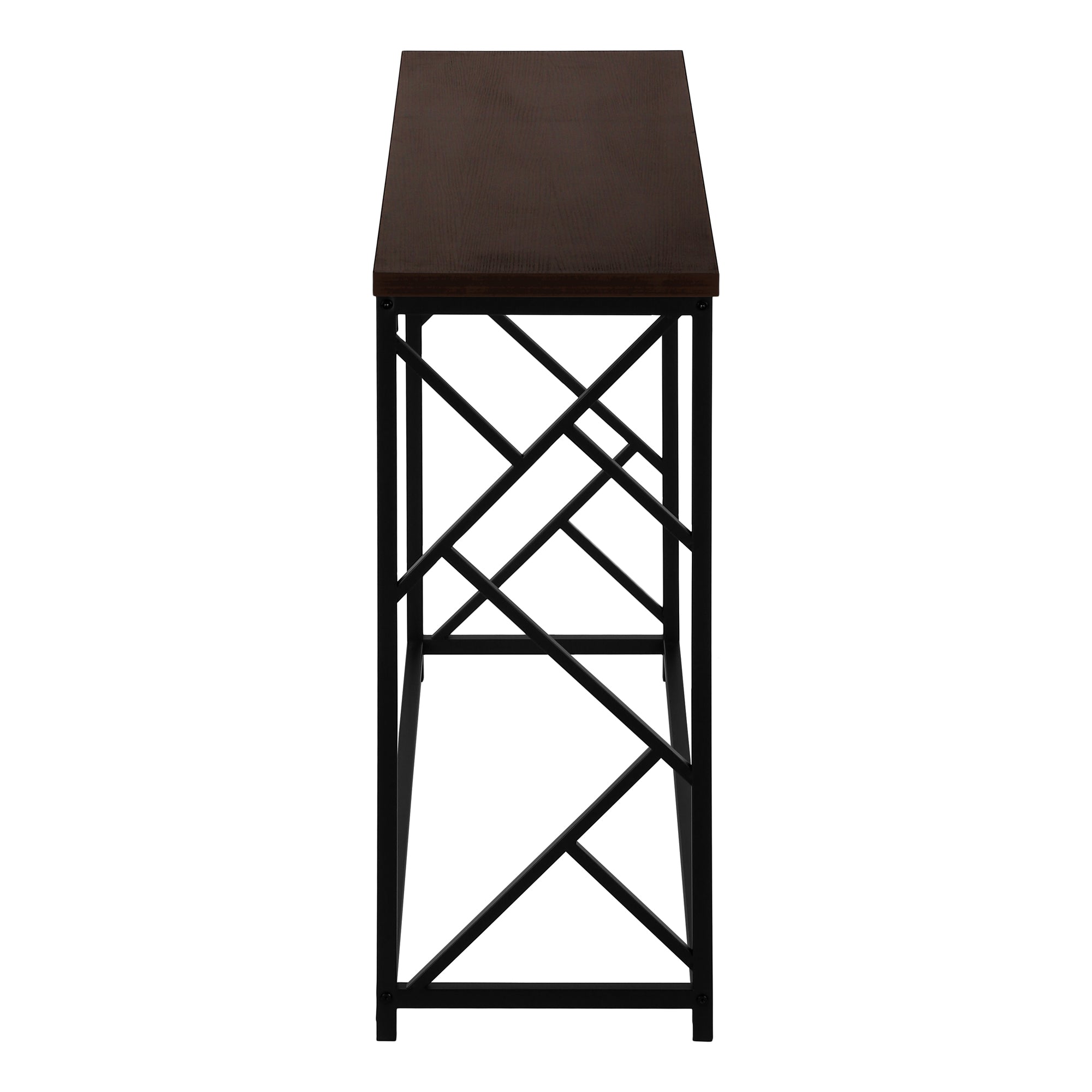 ACCENT TABLE - 44""L / ESPRESSO / BLACK METAL HALL CONSOLE