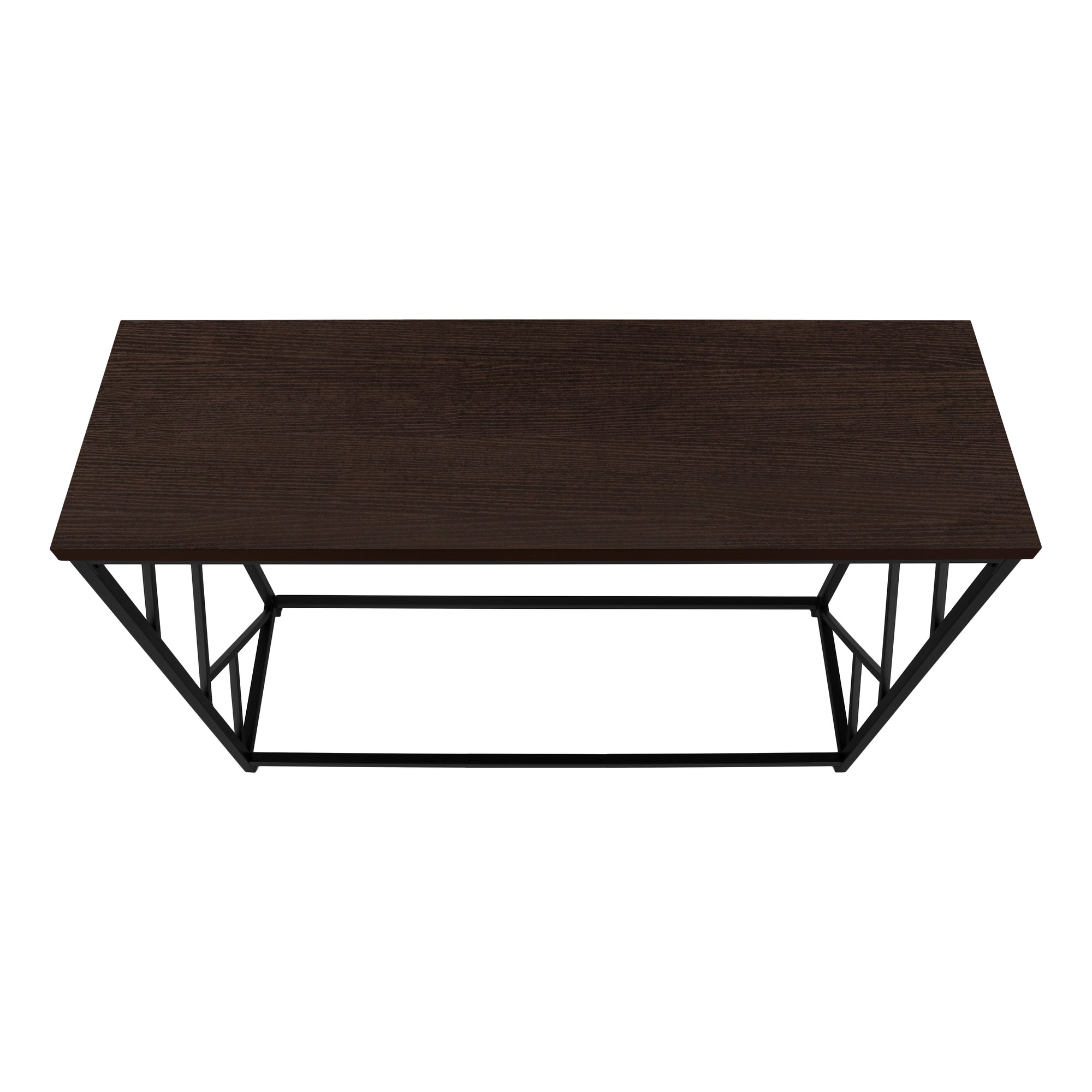 ACCENT TABLE - 44""L / ESPRESSO / BLACK METAL HALL CONSOLE