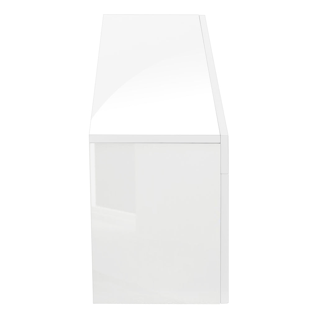 TV STAND - 63""L / HIGH GLOSSY WHITE WITH TEMPERED GLASS