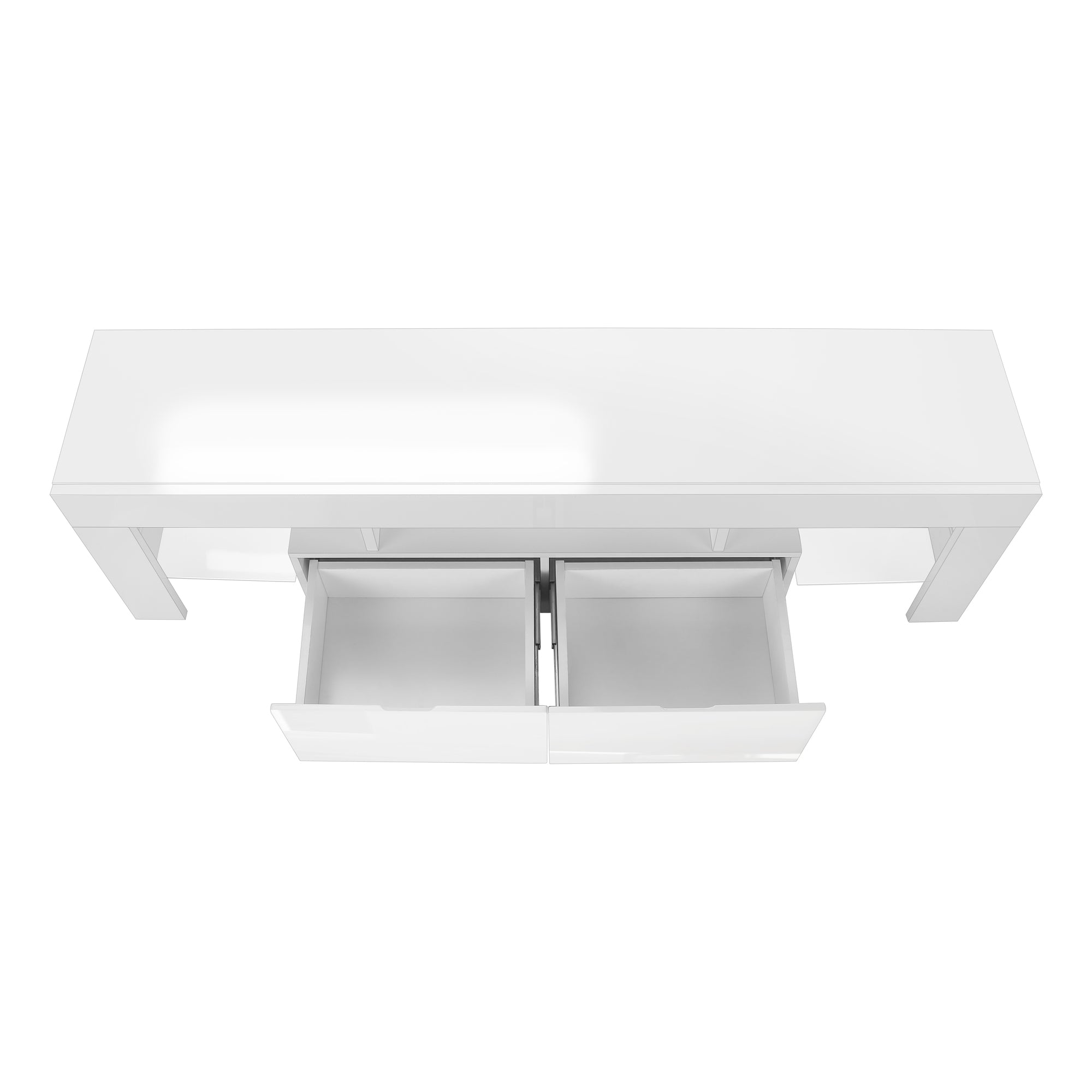 TV STAND - 63""L / HIGH GLOSSY WHITE WITH TEMPERED GLASS