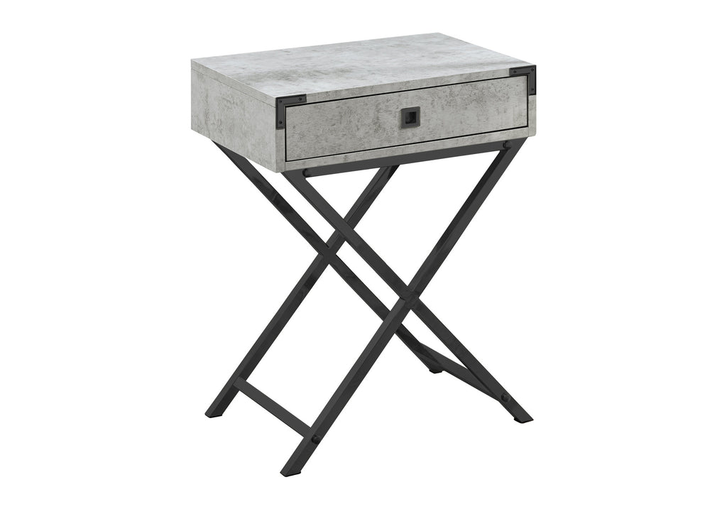 ACCENT TABLE - 24""H / GREY CEMENT / BLACK NICKEL METAL