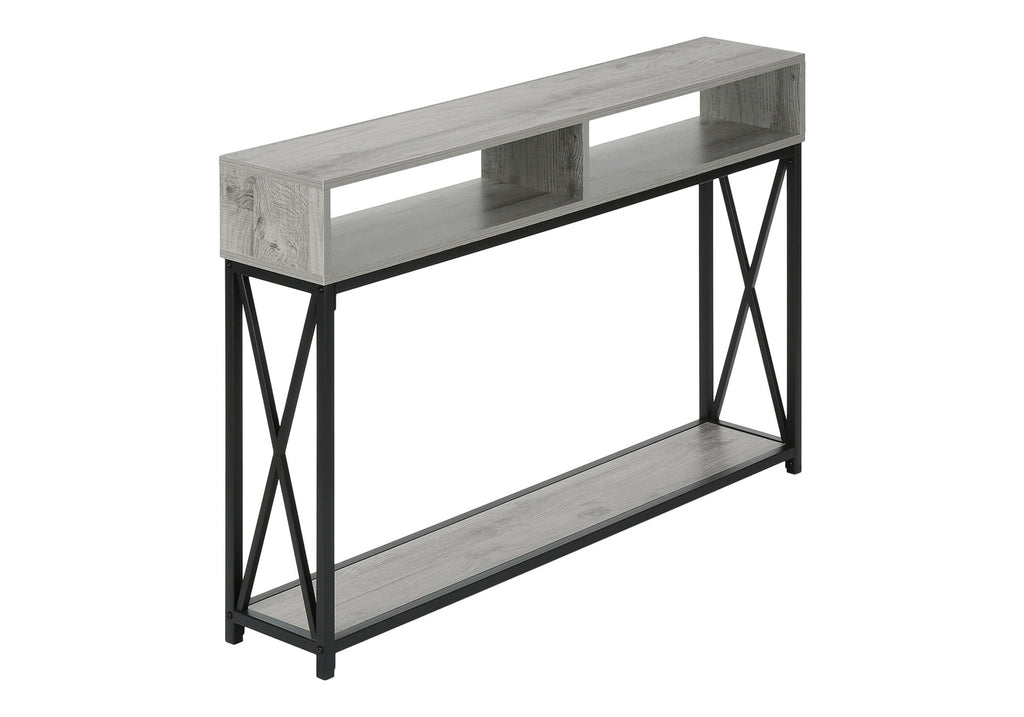 ACCENT TABLE - 48""L / GREY / BLACK METAL HALL CONSOLE