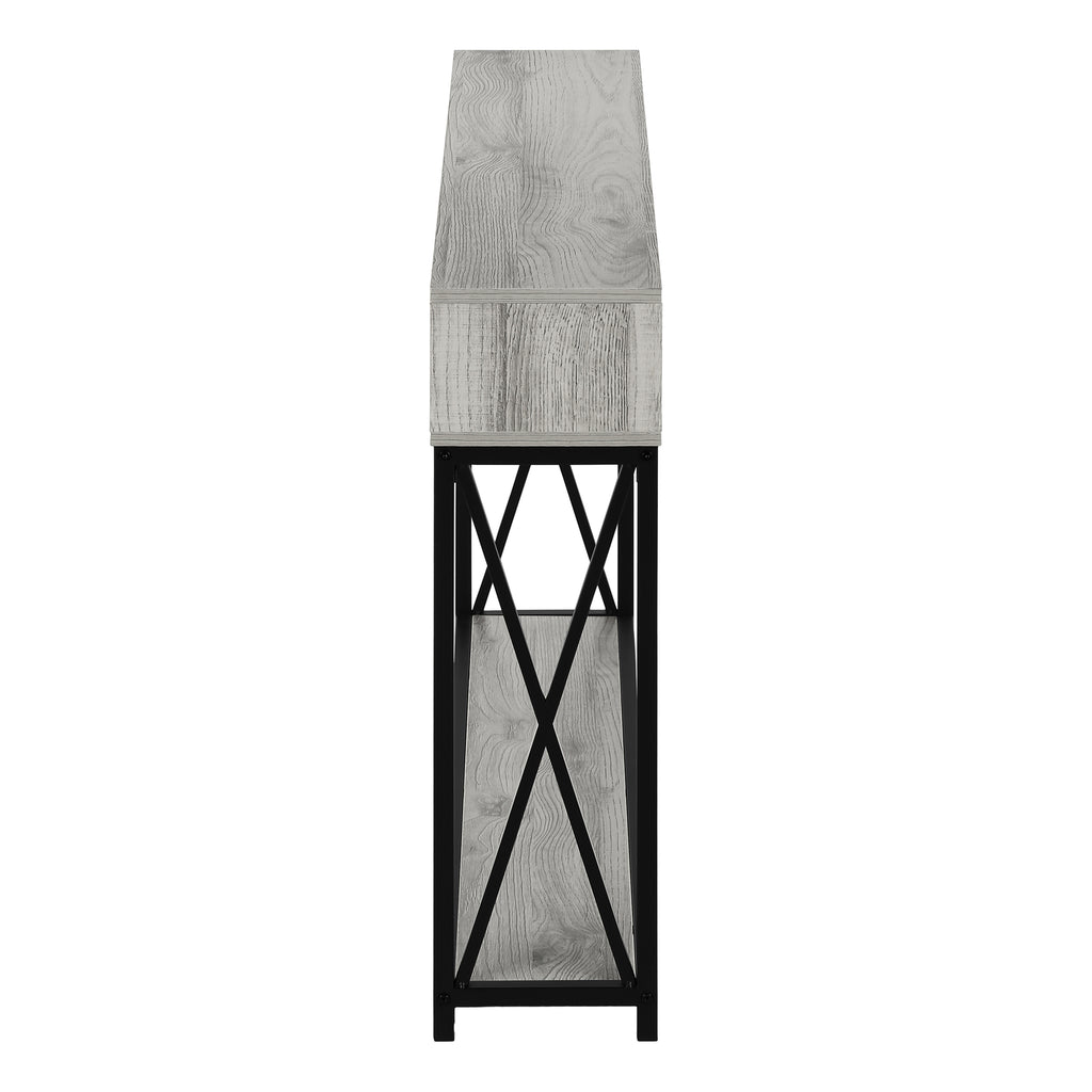ACCENT TABLE - 48""L / GREY / BLACK METAL HALL CONSOLE