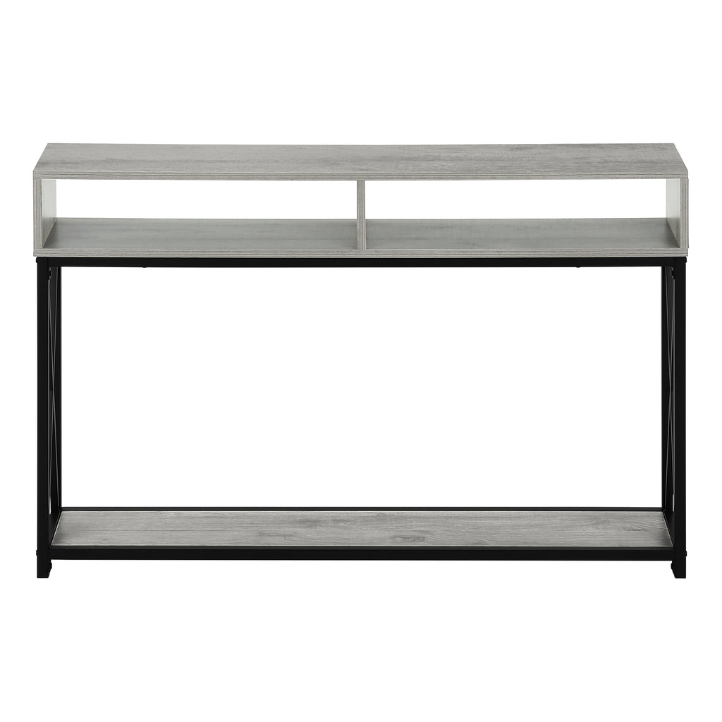 ACCENT TABLE - 48""L / GREY / BLACK METAL HALL CONSOLE