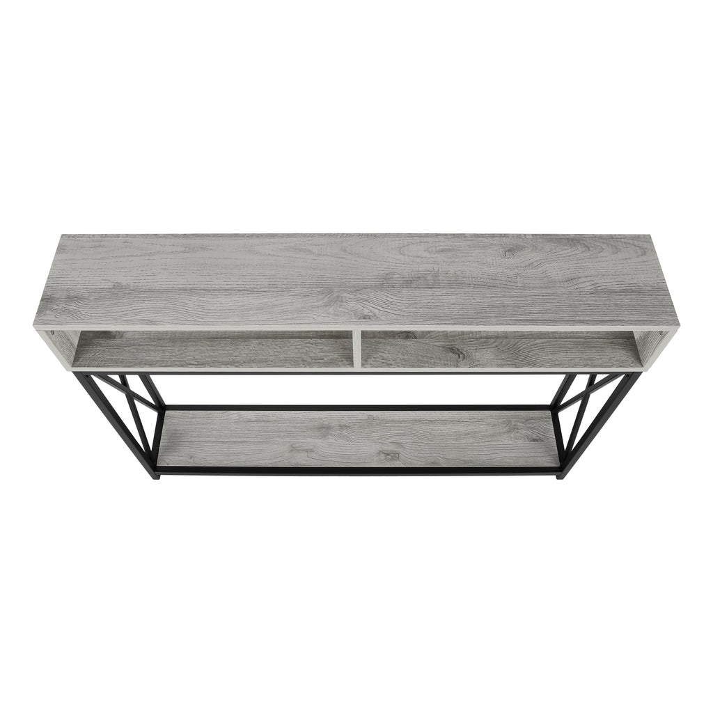 ACCENT TABLE - 48""L / GREY / BLACK METAL HALL CONSOLE