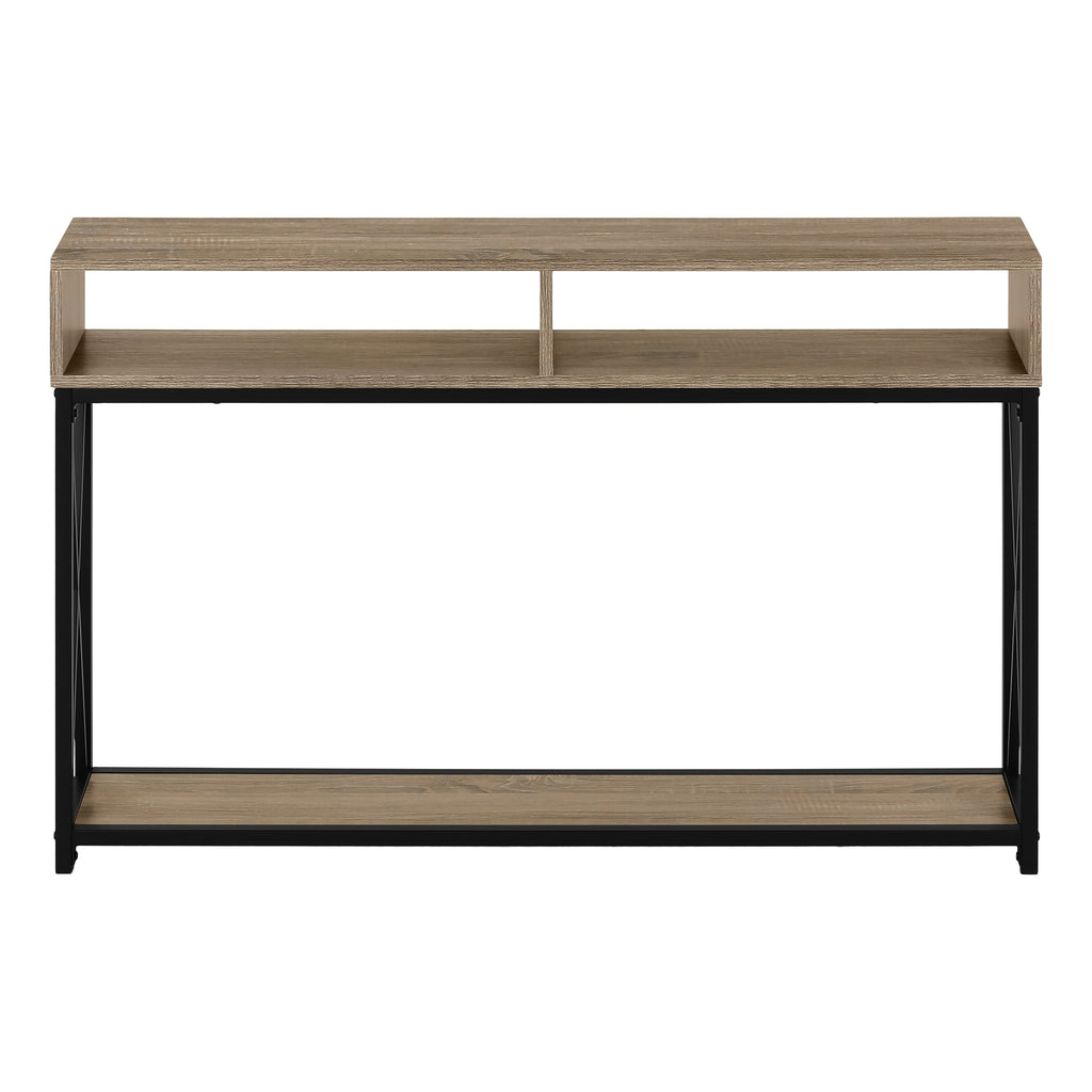 ACCENT TABLE - 48""L / TAUPE / BLACK METAL HALL CONSOLE