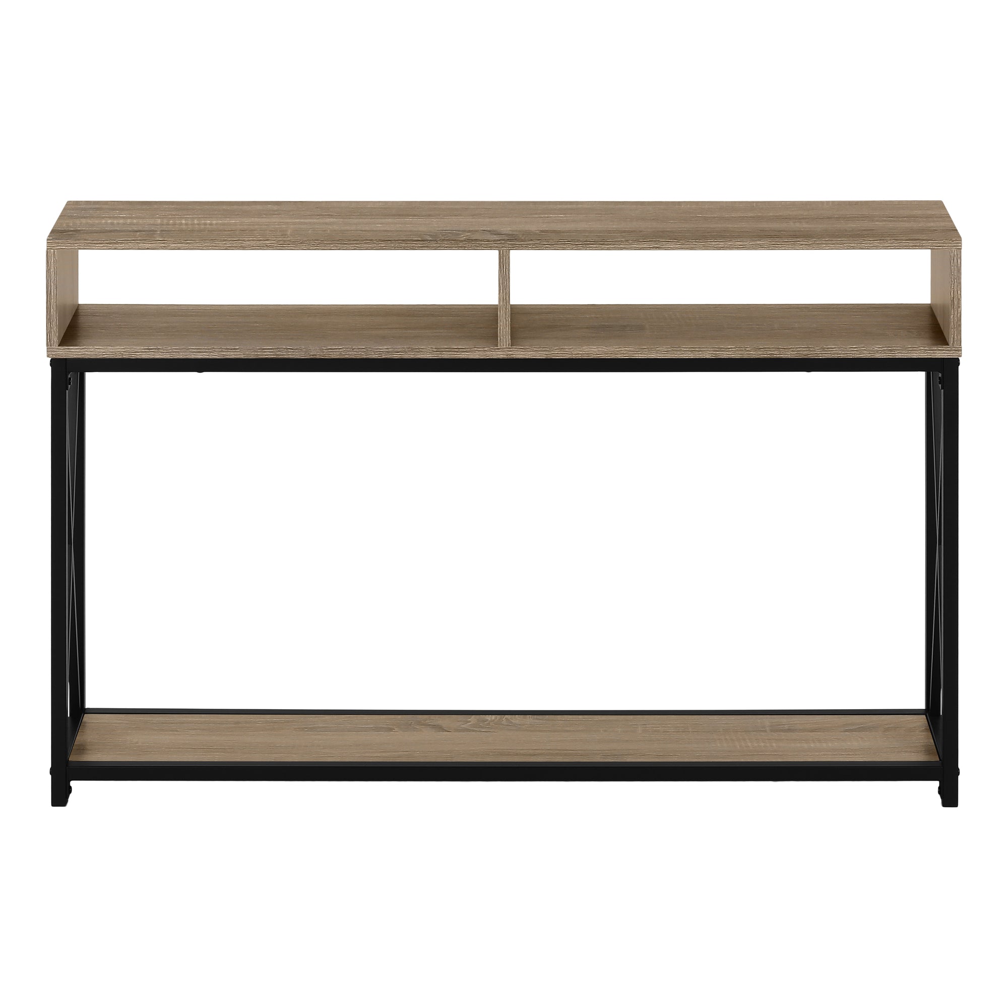 ACCENT TABLE - 48""L / TAUPE / BLACK METAL HALL CONSOLE