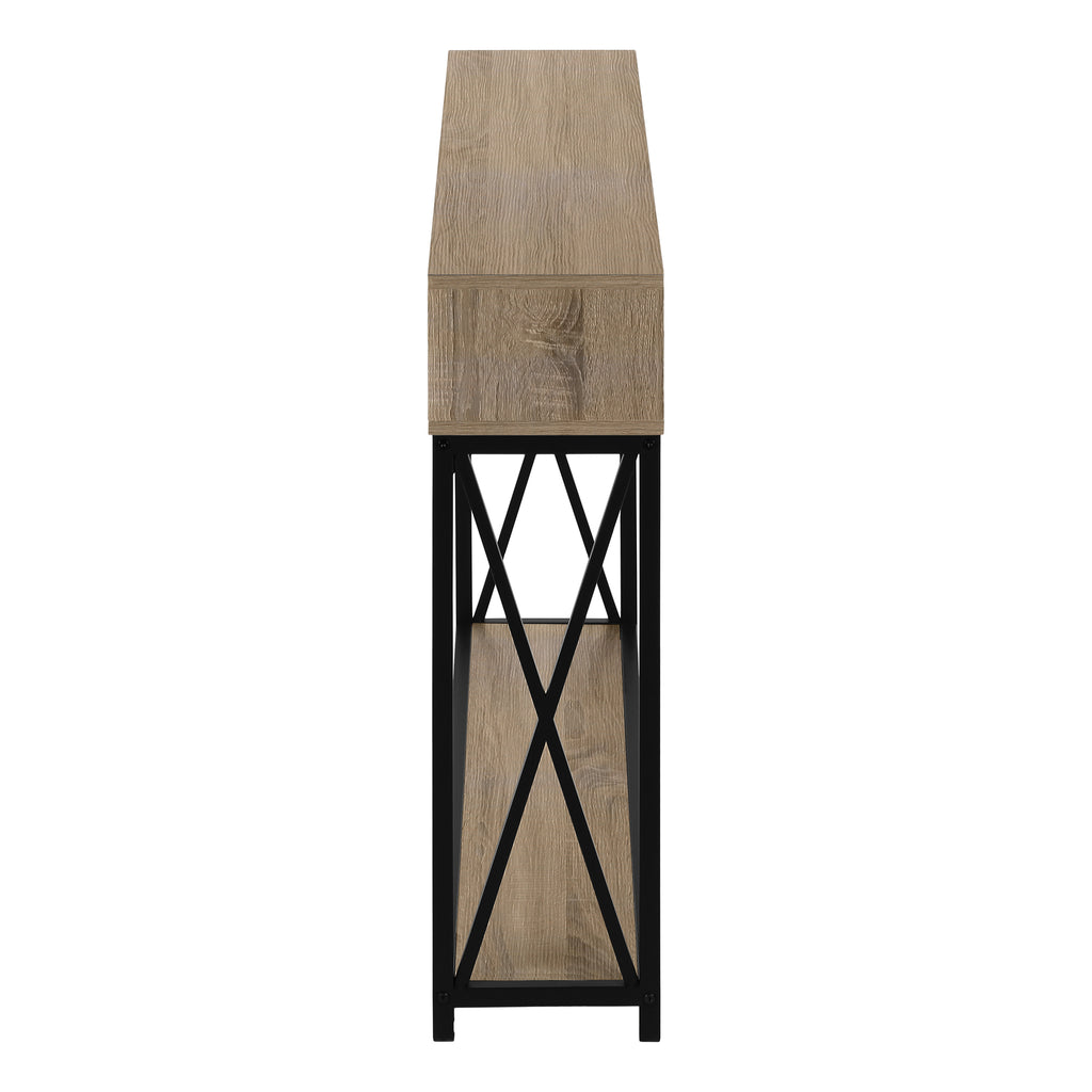 ACCENT TABLE - 48""L / TAUPE / BLACK METAL HALL CONSOLE