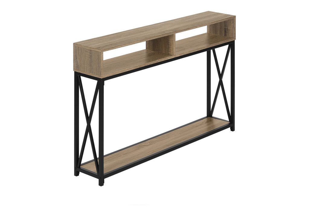 ACCENT TABLE - 48""L / TAUPE / BLACK METAL HALL CONSOLE