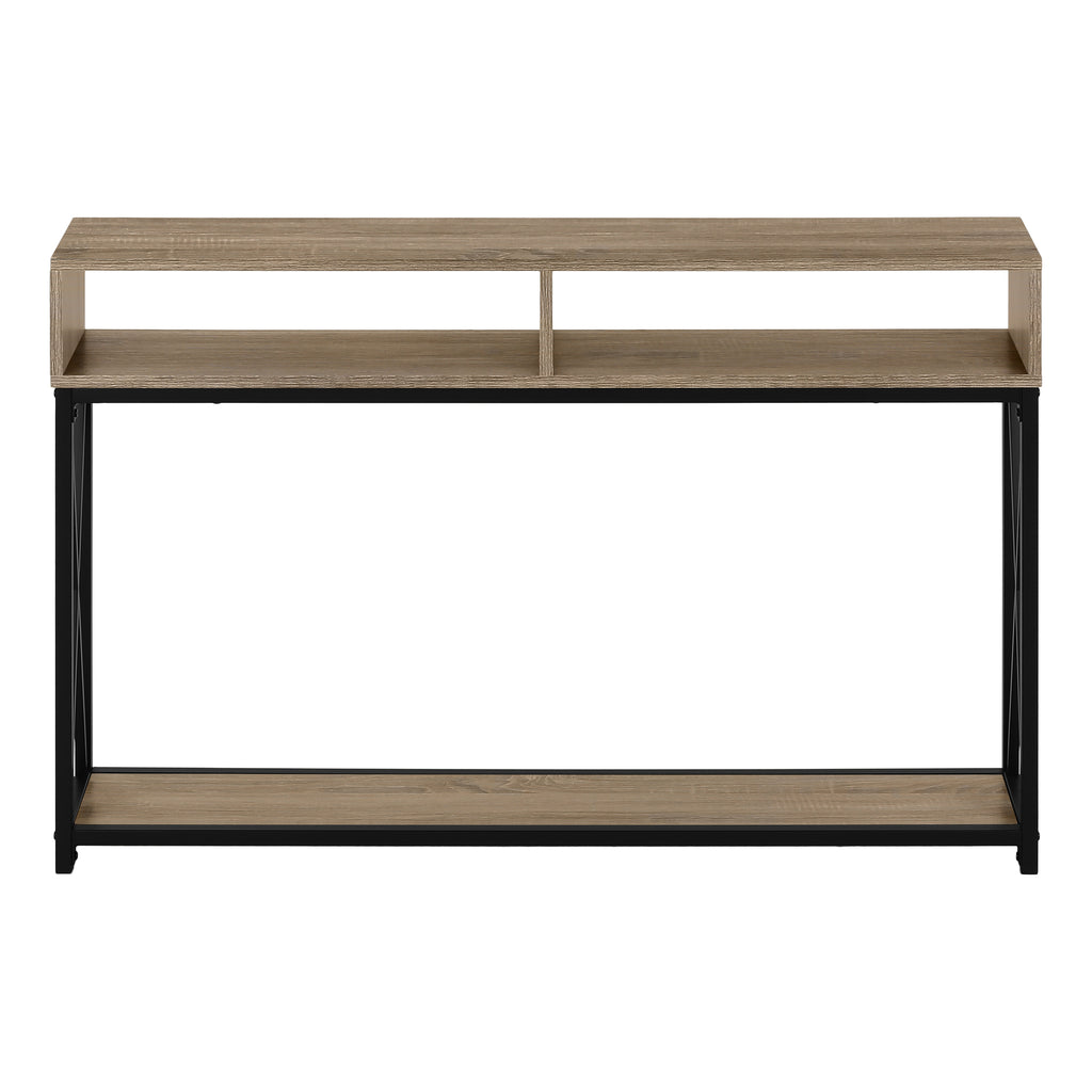 ACCENT TABLE - 48""L / TAUPE / BLACK METAL HALL CONSOLE