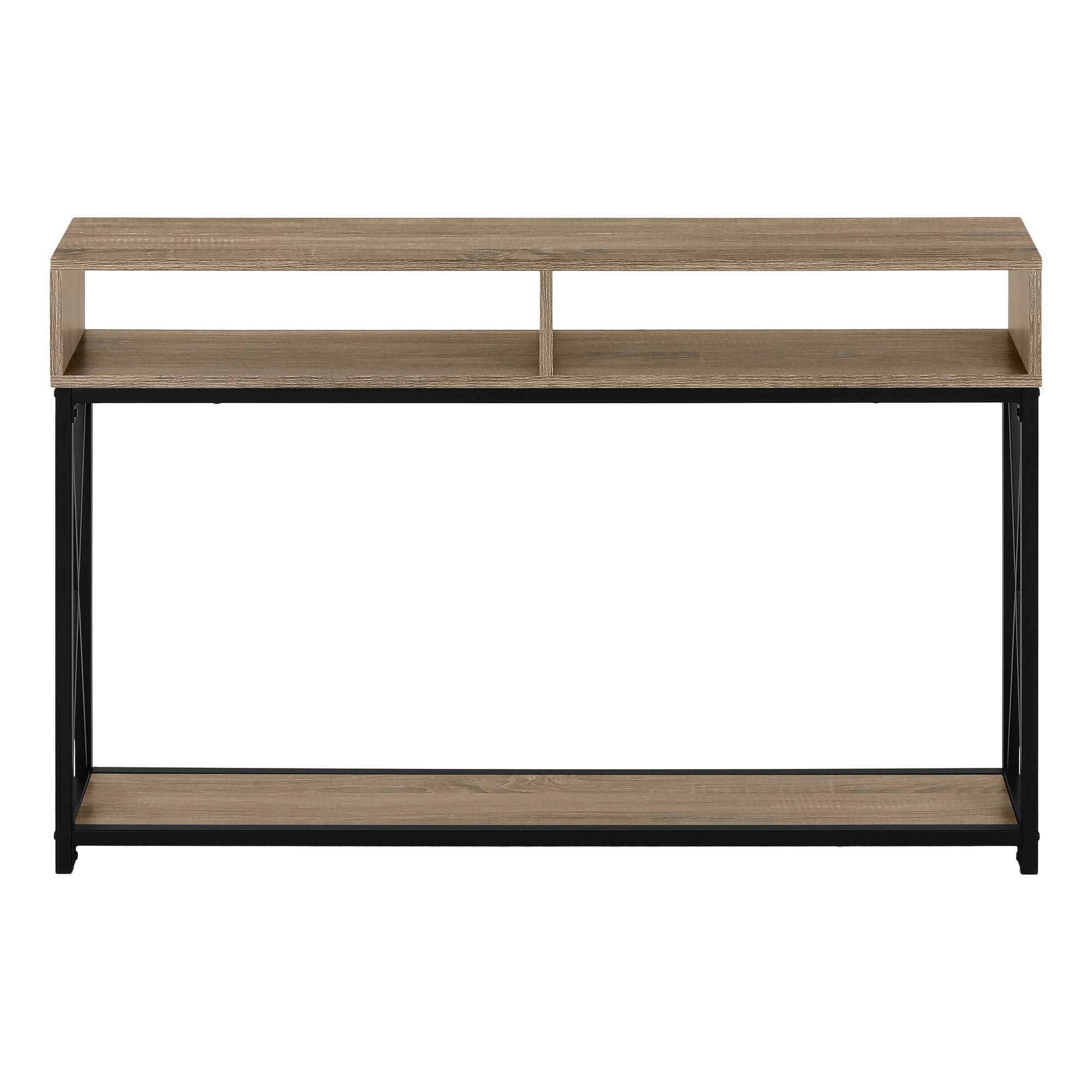 ACCENT TABLE - 48""L / TAUPE / BLACK METAL HALL CONSOLE
