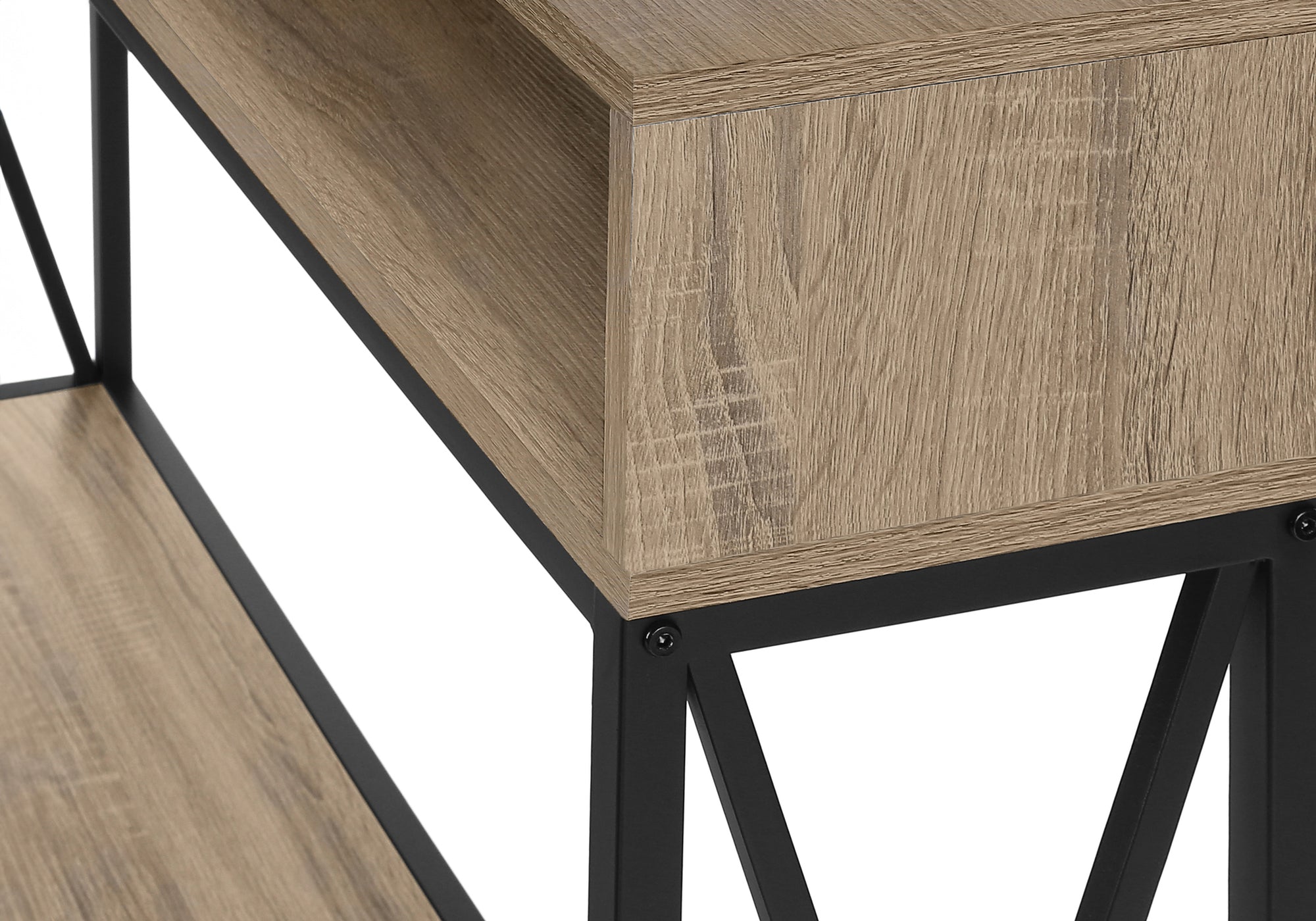 ACCENT TABLE - 48""L / TAUPE / BLACK METAL HALL CONSOLE