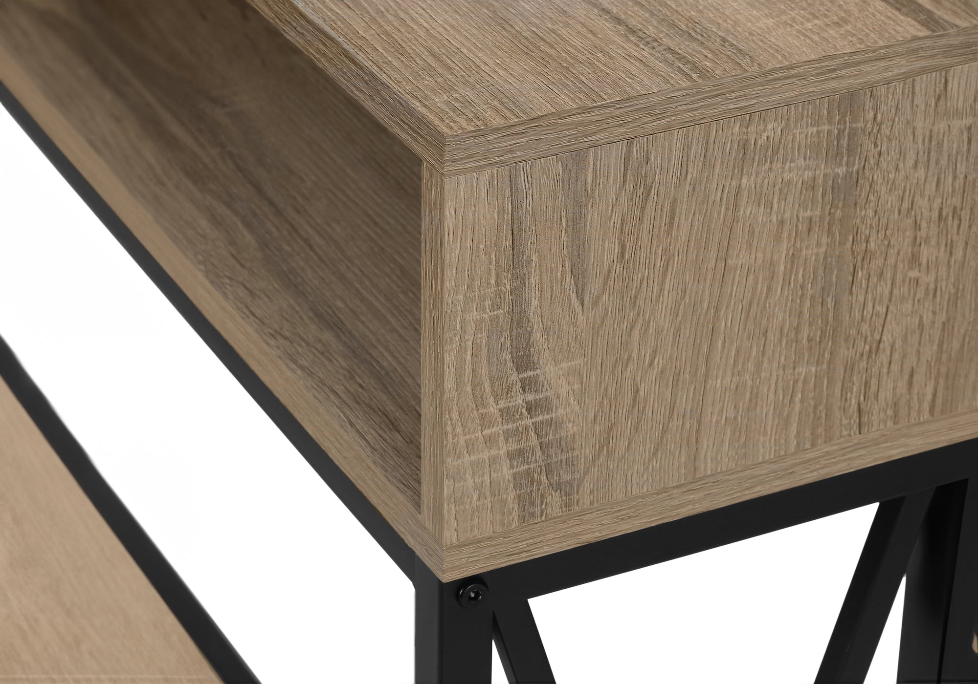 ACCENT TABLE - 48""L / TAUPE / BLACK METAL HALL CONSOLE