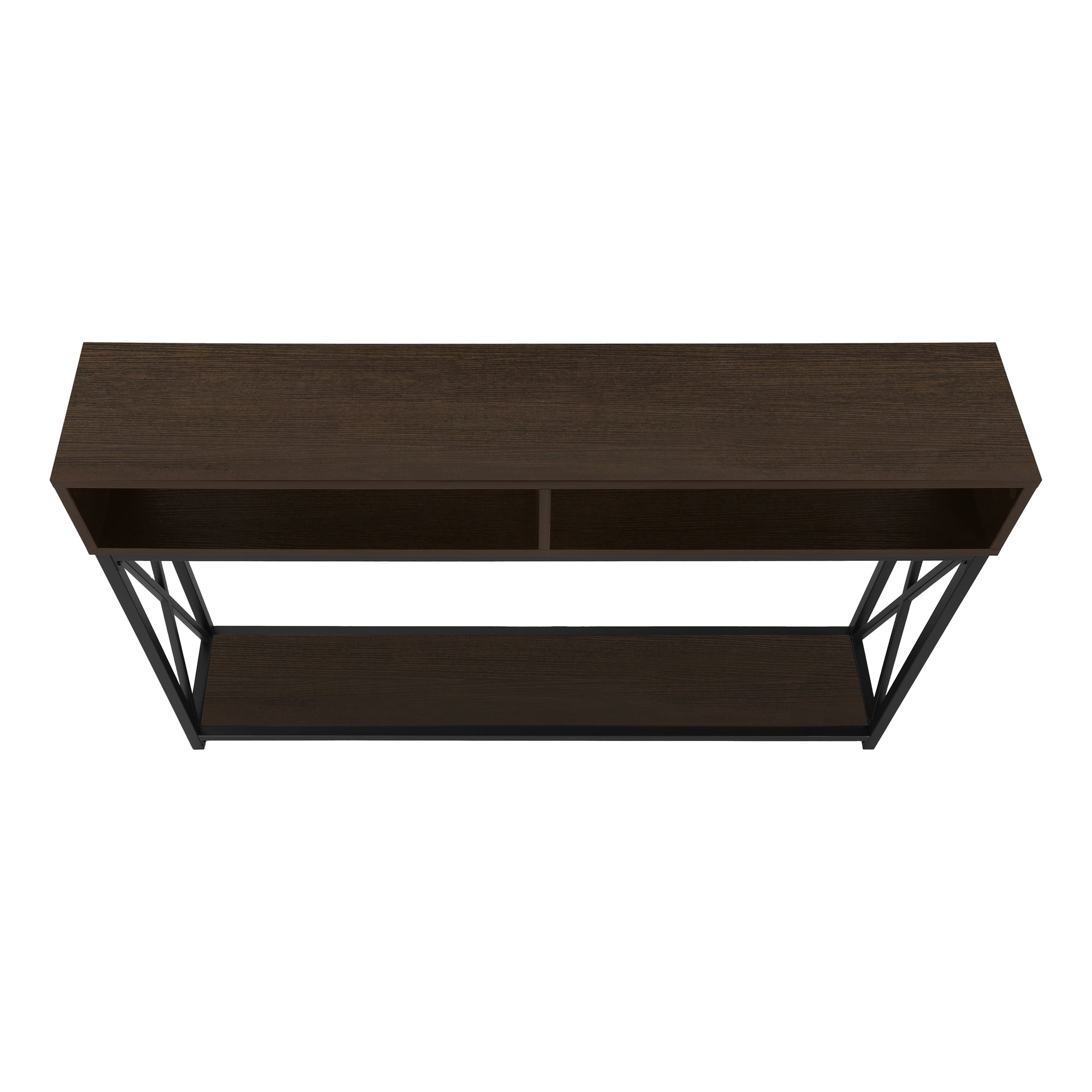 ACCENT TABLE - 48""L / ESPRESSO / BLACK METAL HALL CONSOLE