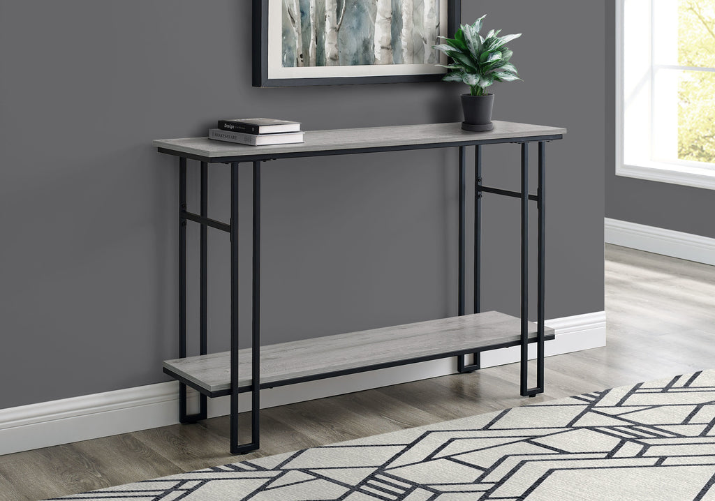 ACCENT TABLE - 48""L / GREY / BLACK METAL HALL CONSOLE