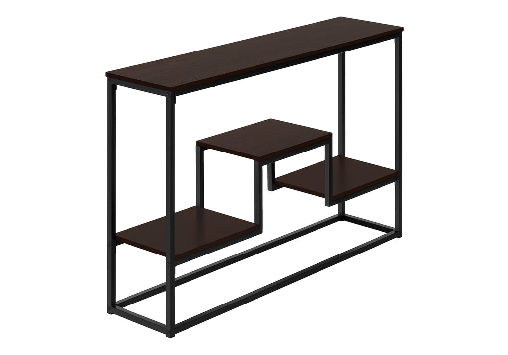 ACCENT TABLE - 48""L / ESPRESSO / BLACK METAL HALL CONSOLE