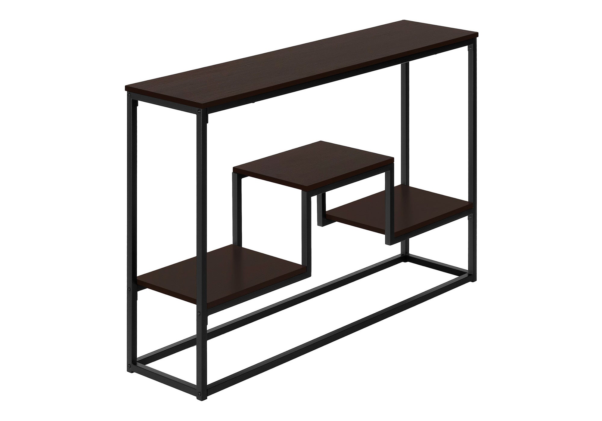 ACCENT TABLE - 48""L / ESPRESSO / BLACK METAL HALL CONSOLE