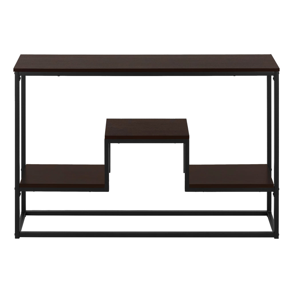 ACCENT TABLE - 48""L / ESPRESSO / BLACK METAL HALL CONSOLE
