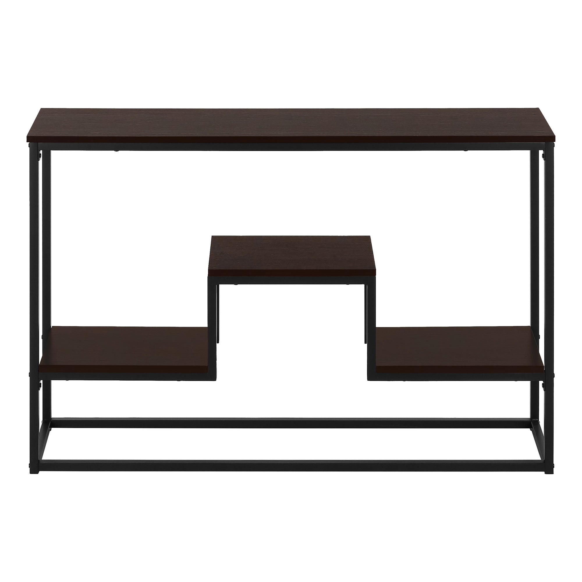 ACCENT TABLE - 48""L / ESPRESSO / BLACK METAL HALL CONSOLE