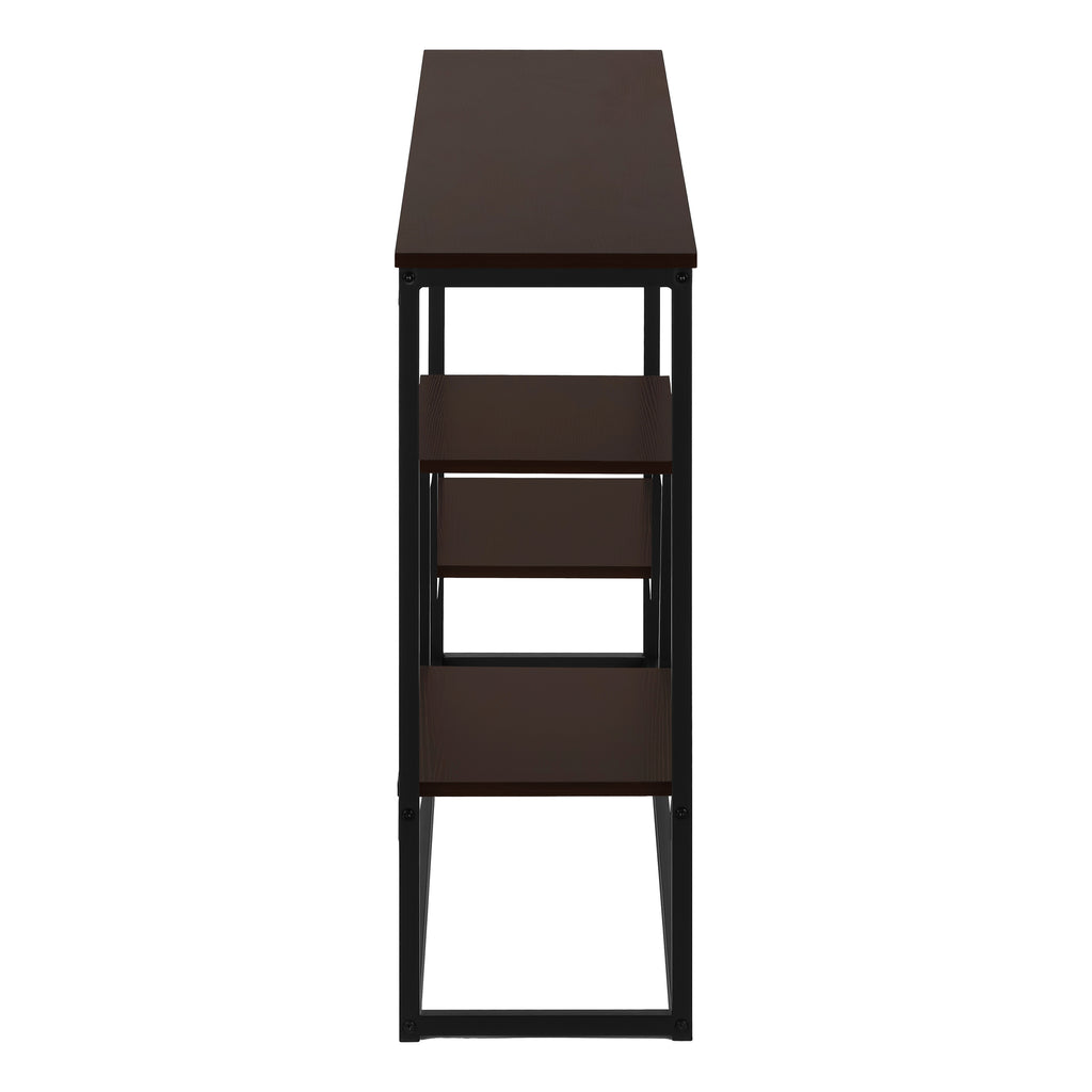ACCENT TABLE - 48""L / ESPRESSO / BLACK METAL HALL CONSOLE